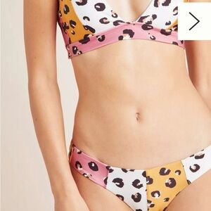 Red Carter Leopard Print Two Piece Swimsuit - Pink, Orange, White